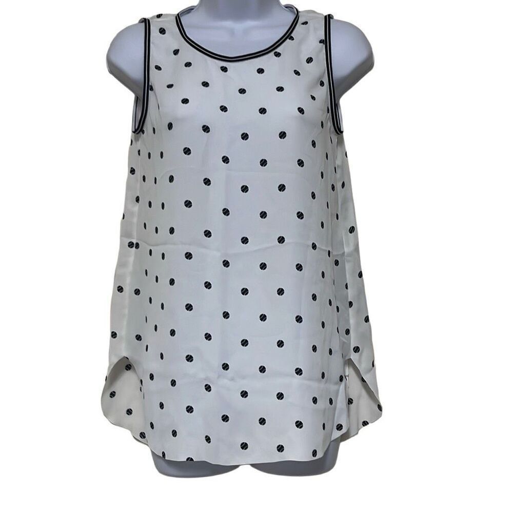 Marc Cain N1 US XS White Black Tennis Ball Print Sleeveless Top NWT $220 Preppy